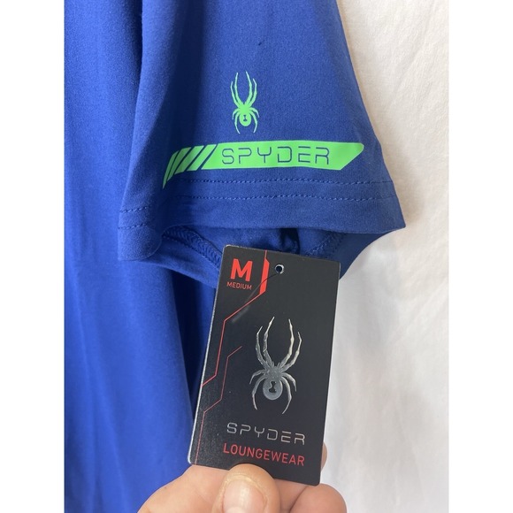 Spyder Loungewear T-Shirt Mens M Blue Running Training Short Sleeve Stretch NWT - Picture 2 of 4